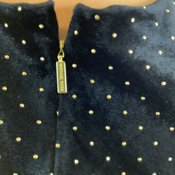 MICHAEL KORS BLACK VELVET GOLD DOTS WIDE LEG JUMPSUIT S - Picture 10 of 12